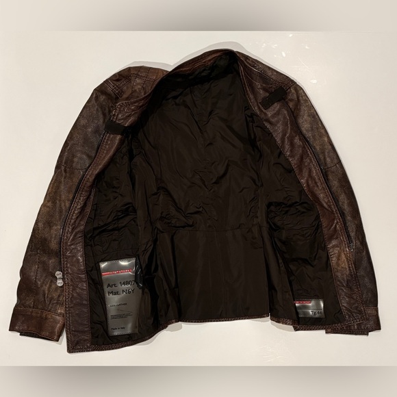 Prada Brown Leather Jacket size EU 44 - Picture 2 of 3